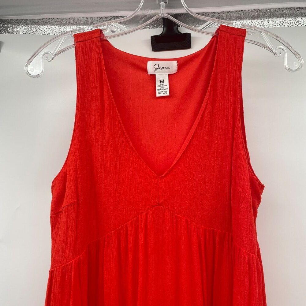 Japna Womens Sleeveless Shift Dress V-Neck Tiered Orange Size Medium - Picture 2 of 8